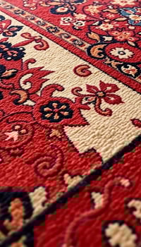 close up of a red and black rug photo