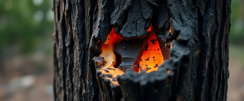 burnt tree with a hole in the bark photo