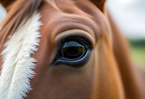 close up of a brown horse's eye photo