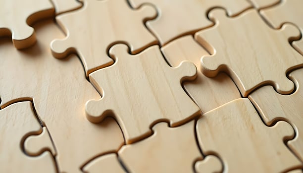 close up of a wooden puzzle piece photo