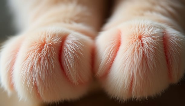 close up of a pink furry animal paw photo