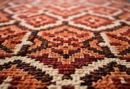 close up of a crocheted rug on a wooden floor photo