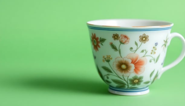coffee cup with flowers painted on it photo