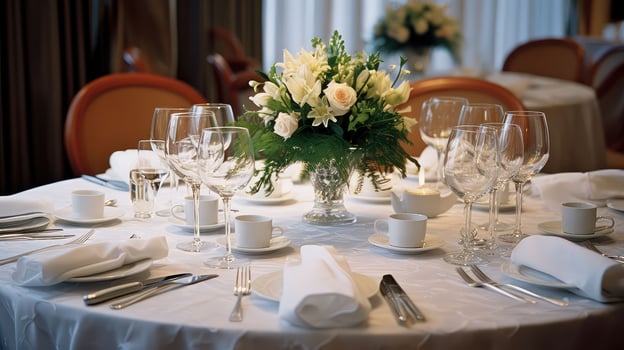 setting round table with cloth photo