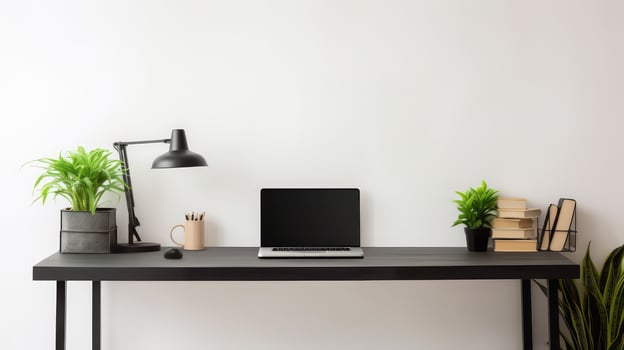 minimalist black desk photo