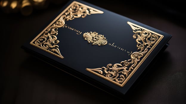 ornate invitation black gold photo