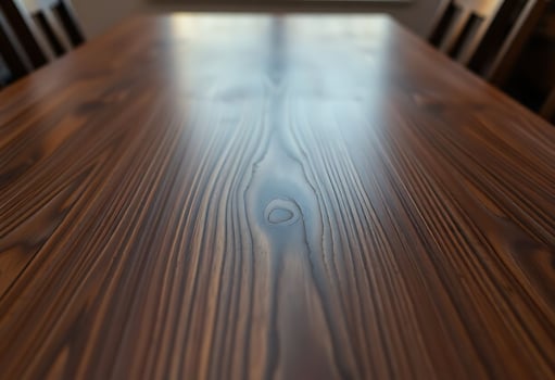 close up of a wooden table with chairs photo