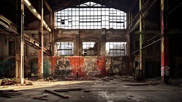 building red distressed photo