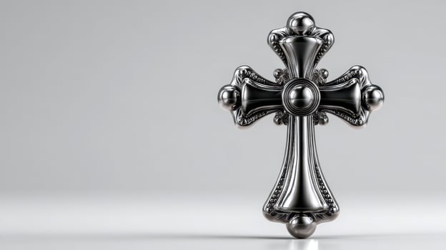 Ornate black metal cross displayed on a bright background capturing intricate details and elegant design photo