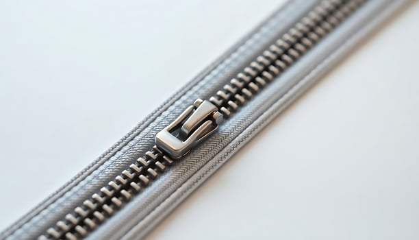 close up of a zipper on a white surface photo
