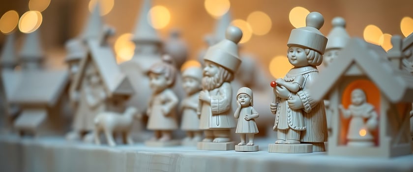 group of small figurines of people standing in front of a house photo