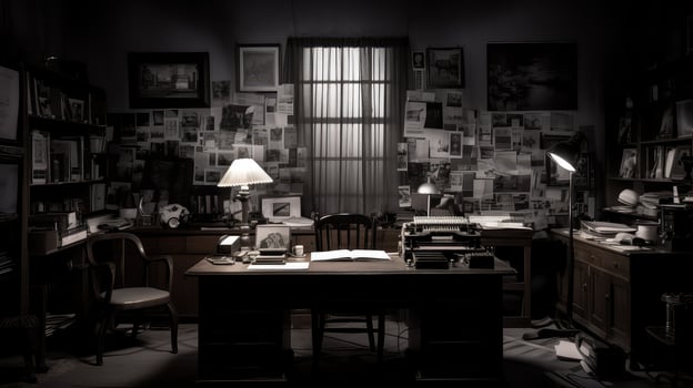 typewriter black and white office photo