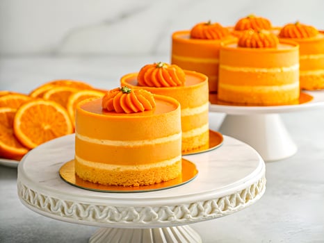 Zesty Orange Layer Cakes. Elegant Citrus Delight for Gourmet Indulgence. Delicious food background photo
