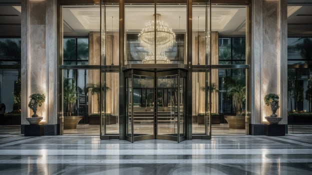 hotel building glass door photo