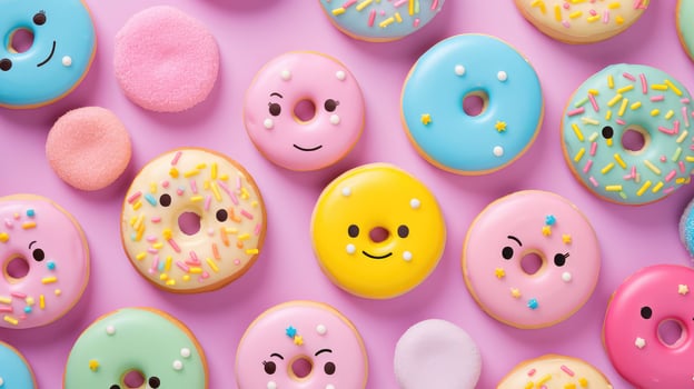 playful bakery donut food background photo