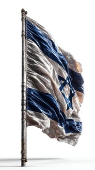 Waving flag of Israel against a clean white background highlighting its design and colors photo