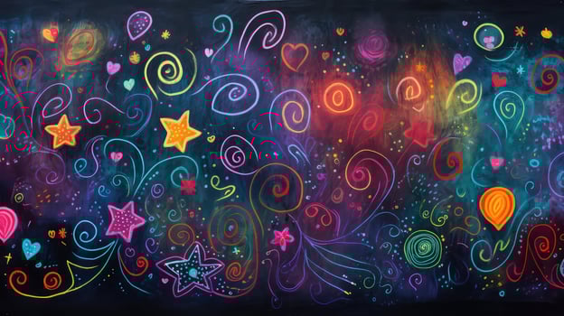 doodles dark chalk background photo