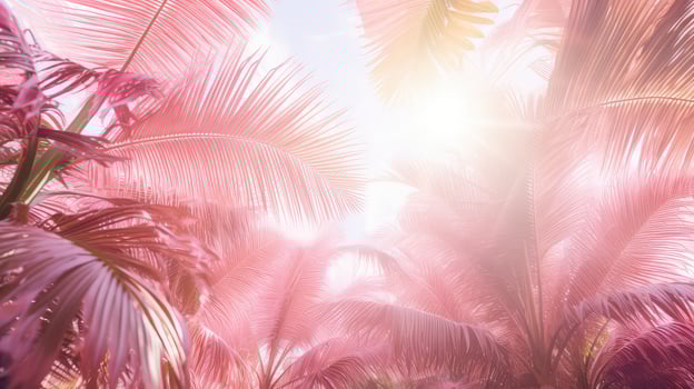 paradise pink palm leaves photo