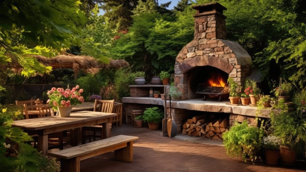 fire wood fired pizza oven photo