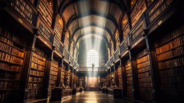 aisle book stack photo
