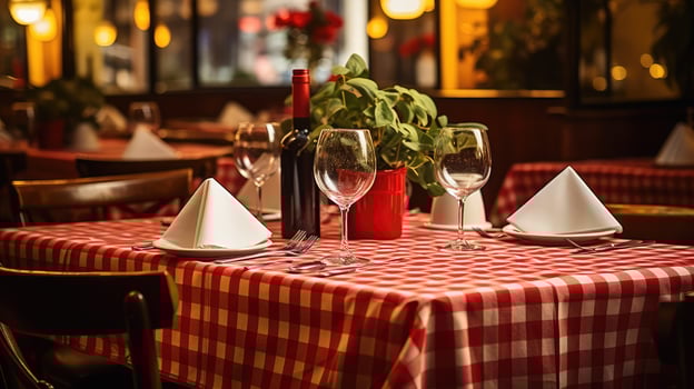restaurant red checkered tablecloth photo