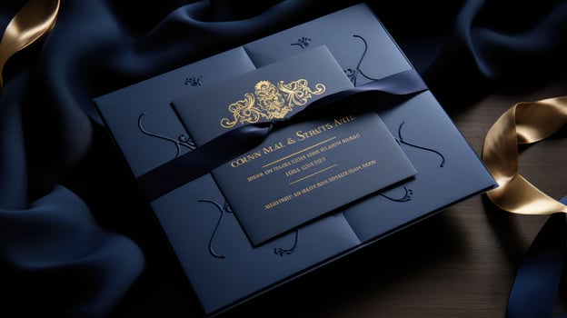 evening invitation blue gold photo
