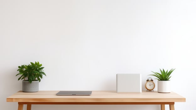 workspace blank wall with table photo