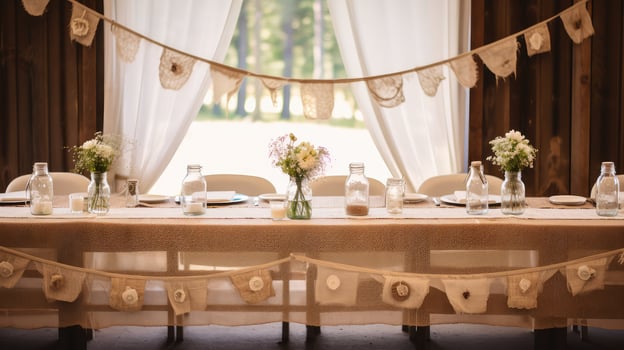 wood wedding head table photo