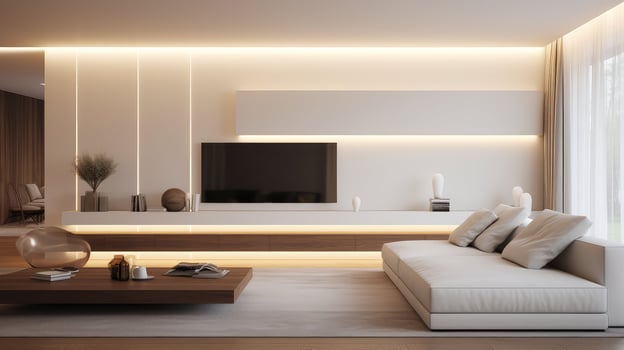 elegance white wall with lights photo