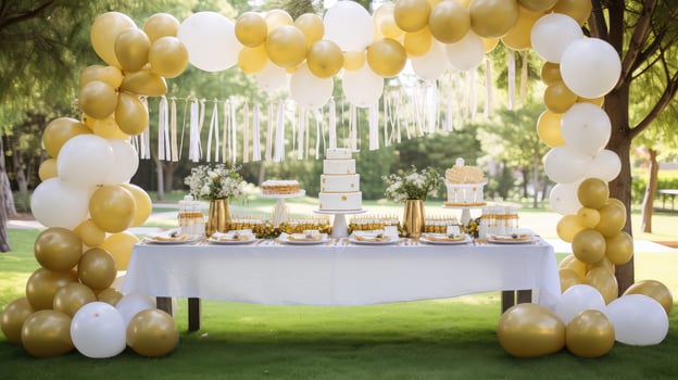 festive white and gold banner photo