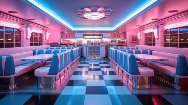 diner pink blue neon light photo