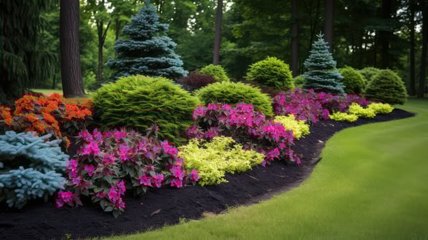 flowers black mulch photo