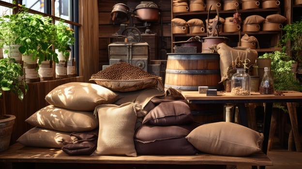 rustic coffee bean bag photo