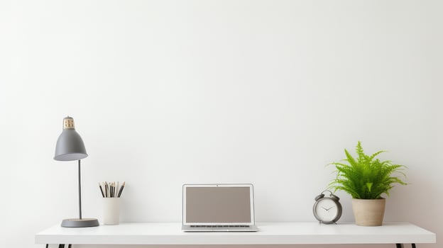 sleek white desk photo