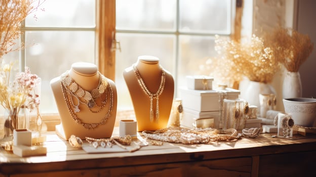display gold on table photo