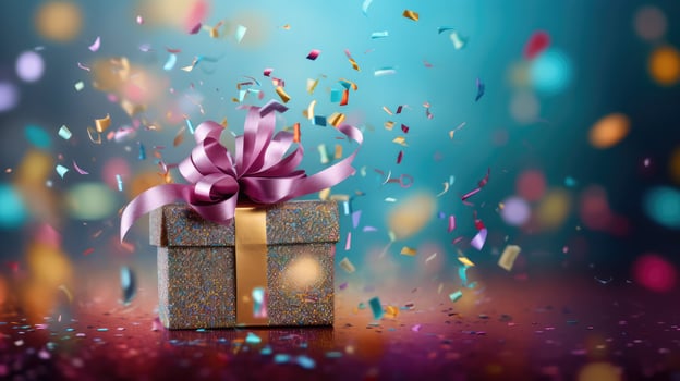 lively gift box with confetti photo