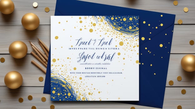 royal blue and gold invitation photo