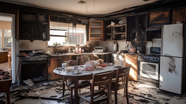 burnt fire damage interior photo