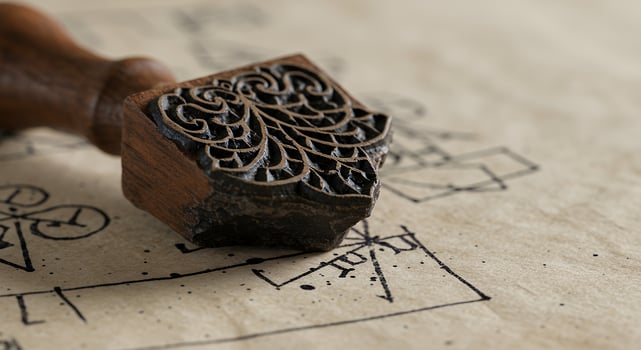 A rubber stamp with a design on it photo