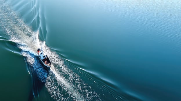 A boat traveling on a body of water photo