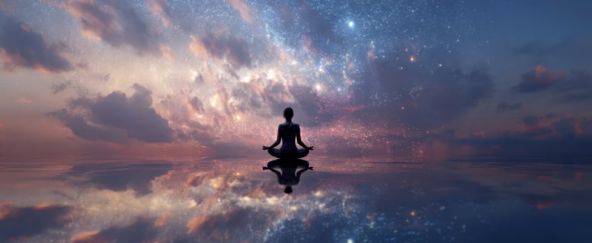 The Meditative Journey Through a Starry Cosmic Landscape photo