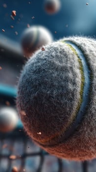 Exploring the impact of tennis balls in motion during an exciting match on a sunny day at a sports venue photo