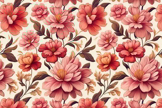 Flowers Background Seamless Vintage Floral Pattern Elegant Peonies and Roses Botanical Illustration Romantic Design photo