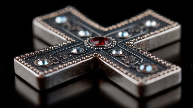 Unique decorative cross featuring gemstones and intricate designs, ideal for home decor and personal expression photo
