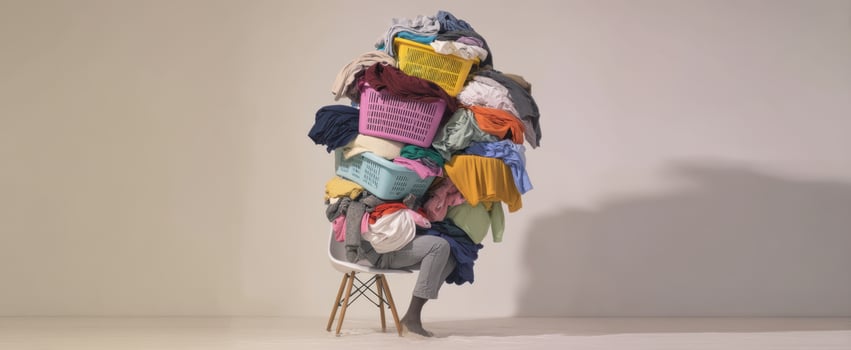 The Burden of Laundry Piled High on a Chair photo