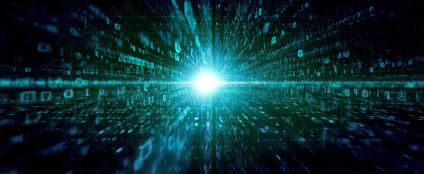The abstract representation of digital data flow in a futuristic environment. photo