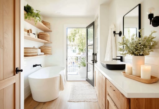 A Peaceful Retreat Natural Materials Modern Bathroom Decor Ideas for Relaxing photo
