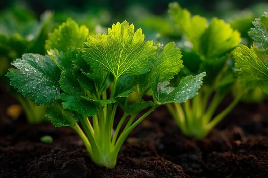 A close up of a field of green plants photo