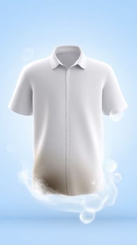 A white shirt with soap bubbles floating around it photo