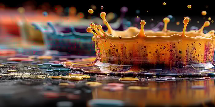 Colorful paint splashes create captivating patterns on a surface during an artistic display event photo
